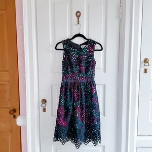Anthropologie Wolven garden terrace lace jewel tone fit & flare dress w/pockets